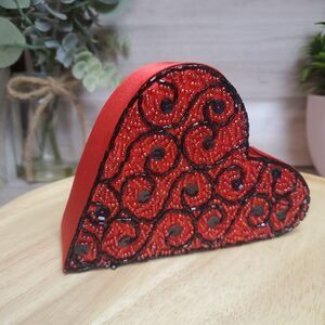 Vintage Katherine Collection Beaded Heart Valentine Gift Box Medium